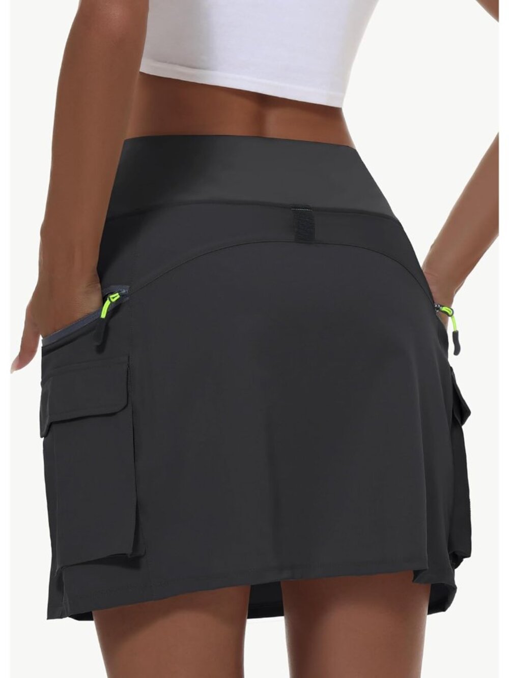 Skorts for Woman - Hiking Cargo Skorts with Zipper Pockets | High Waisted Quick - Picture 2 of 7